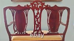 Antique 1850 George IIl 3rd Style Mahogany Settee Loveseat Mother of Pearl Inlay