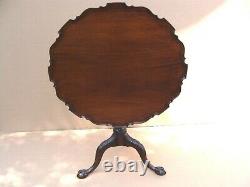 Antique 18C English Chippendale Mahogany Pie Crust Tip Table