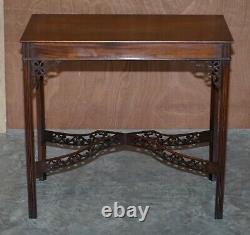 Antique 19th Century Thomas Chippendale Mahogany Silver Tea Table Stamped Base
