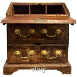 Antique Anglo Indian Chippendale Teak Table-Top Writing Chest / Box 18th century