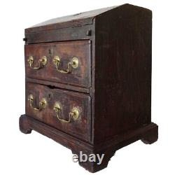 Antique Anglo Indian Chippendale Teak Table-Top Writing Chest / Box 18th century