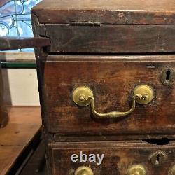 Antique Anglo Indian Chippendale Teak Table-Top Writing Chest / Box 18th century