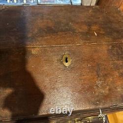 Antique Anglo Indian Chippendale Teak Table-Top Writing Chest / Box 18th century