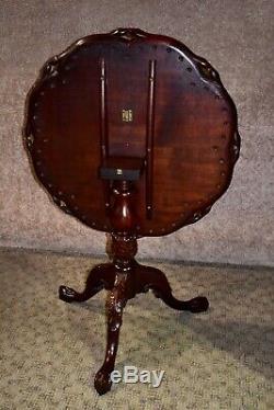 Antique Carved Mahogany Chippendale Style Tilt Top Table