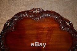 Antique Carved Mahogany Chippendale Style Tilt Top Table
