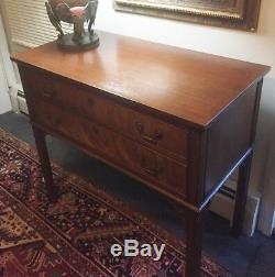Antique Chinese Chippendale 2 Drawer Burl And Mahogany Server