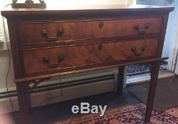 Antique Chinese Chippendale 2 Drawer Burl And Mahogany Server