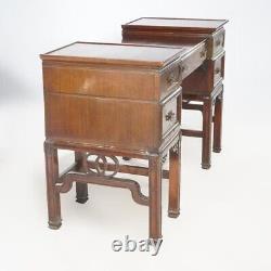 Antique Chinese Chippendale Mahogany Dressing Table With Mirror & Bench c1940