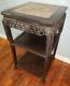 Antique Chinese Rosewood Carved Marble Top Table Plant Stand
