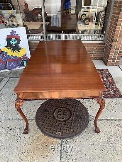 Antique Chippendale Card Table Ball & Claw Foot Extends To 3 Leafs If Needed