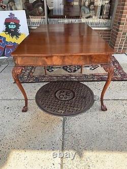 Antique Chippendale Card Table Ball & Claw Foot Extends To 3 Leafs If Needed