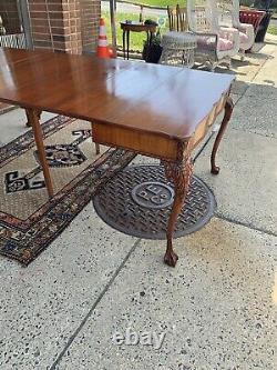 Antique Chippendale Card Table Ball & Claw Foot Extends To 3 Leafs If Needed