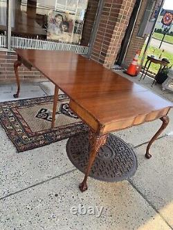 Antique Chippendale Card Table Ball & Claw Foot Extends To 3 Leafs If Needed