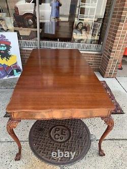 Antique Chippendale Card Table Ball & Claw Foot Extends To 3 Leafs If Needed