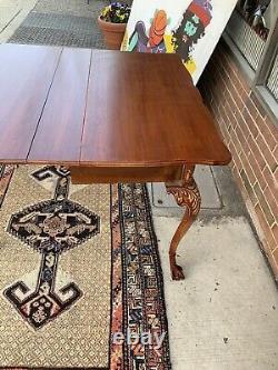 Antique Chippendale Card Table Ball & Claw Foot Extends To 3 Leafs If Needed