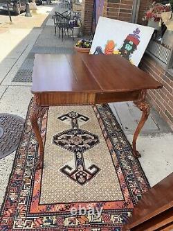 Antique Chippendale Card Table Ball & Claw Foot Extends To 3 Leafs If Needed