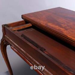Antique Chippendale Carved Mahogany Convertible Draw-Top Sofa Table, Circa 1910