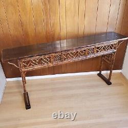 Antique Chippendale Chinese Bamboo and Rattan Altar/Console Table