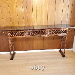 Antique Chippendale Chinese Bamboo and Rattan Altar/Console Table