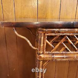 Antique Chippendale Chinese Bamboo and Rattan Altar/Console Table