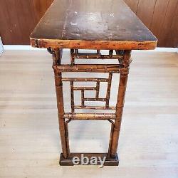 Antique Chippendale Chinese Bamboo and Rattan Altar/Console Table