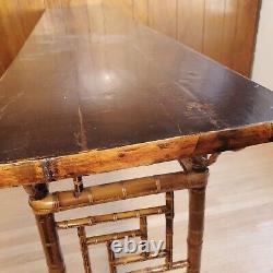 Antique Chippendale Chinese Bamboo and Rattan Altar/Console Table