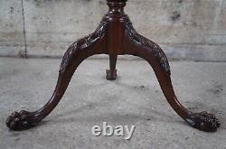 Antique Chippendale Flame Mahogany Pie Crust Ball & Claw Pedestal Tea Table