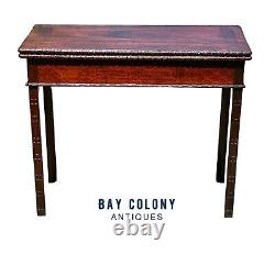 Antique Chippendale Mahogany Card Table with Foliate Carved Edge Circa 1760