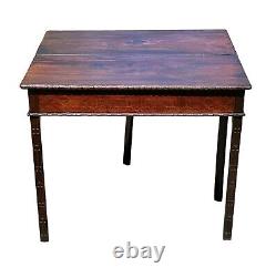 Antique Chippendale Mahogany Card Table with Foliate Carved Edge Circa 1760