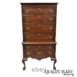 Antique Chippendale Mahogany Carved Ball and Claw Highboy Tall Chest Dresser