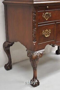 Antique Chippendale Mahogany Carved Ball and Claw Highboy Tall Chest Dresser