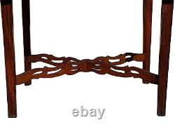 Antique Chippendale Mahogany Drop Leaf Pembroke Table Pierced Carved Stretcher