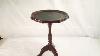 Antique Chippendale Queen Anne Pedestal Plant Table Tripod Leather Wooden Stand