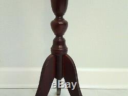 Antique Chippendale Queen Anne Pedestal Plant Table Tripod Mahogany Wooden Stand