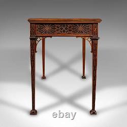 Antique Chippendale Revival Table, English, Console, Writing, Hall, Edwardian