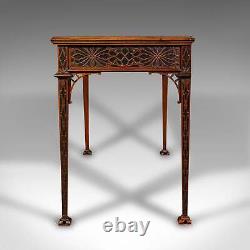 Antique Chippendale Revival Table, English, Console, Writing, Hall, Edwardian