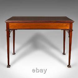 Antique Chippendale Revival Table, English, Console, Writing, Hall, Edwardian