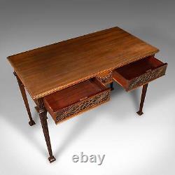 Antique Chippendale Revival Table, English, Console, Writing, Hall, Edwardian