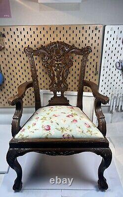 Antique Chippendale Style Carved Wood Children's Chair