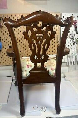 Antique Chippendale Style Carved Wood Children's Chair