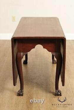 Antique Chippendale Style Mahogany Ball and Claw Drop Leaf Dining Table