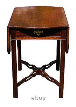 Antique Chippendale Style Mahogany Drop Leaf Pembroke Table With Serpentine Top