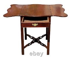 Antique Chippendale Style Mahogany Drop Leaf Pembroke Table With Serpentine Top