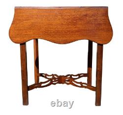 Antique Chippendale Style Mahogany Drop Leaf Pembroke Table With Serpentine Top