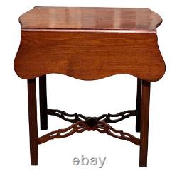 Antique Chippendale Style Mahogany Drop Leaf Pembroke Table With Serpentine Top