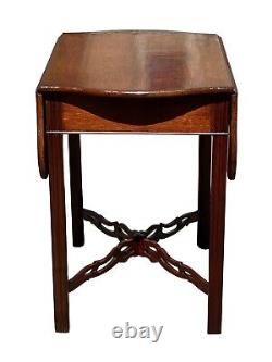 Antique Chippendale Style Mahogany Drop Leaf Pembroke Table With Serpentine Top