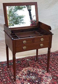 Antique Chippendale Style Mahogany Vanity Or Dressing Table With Folding Mirror