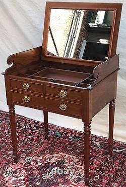 Antique Chippendale Style Mahogany Vanity Or Dressing Table With Folding Mirror