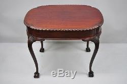 Antique Chippendale Style Rope Carved Mahogany Ball and Claw Parlor Side Table