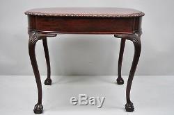 Antique Chippendale Style Rope Carved Mahogany Ball and Claw Parlor Side Table